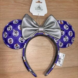 New Disney Parks Loungefly 100 Platinum Minnie Headband Ears Mickey And Friends
